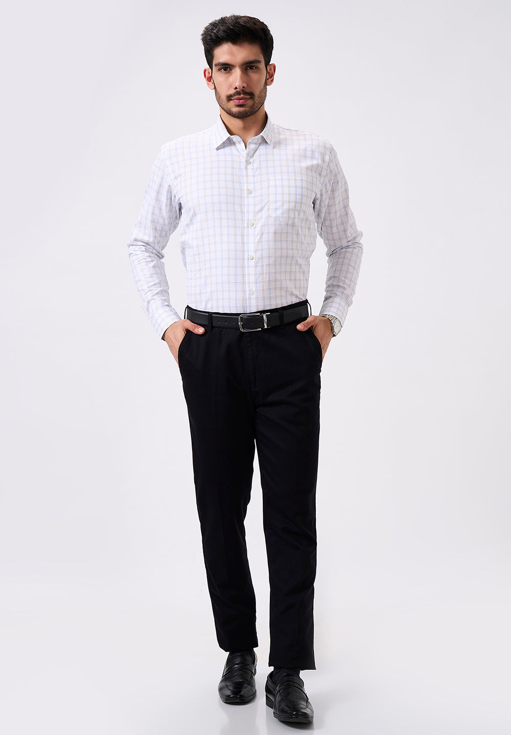 Men White Slim Fit Formal Shirt