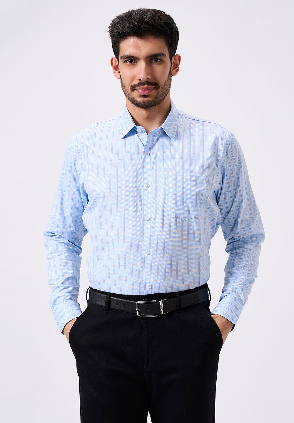 Men Blue Slim Fit Formal Shirt
