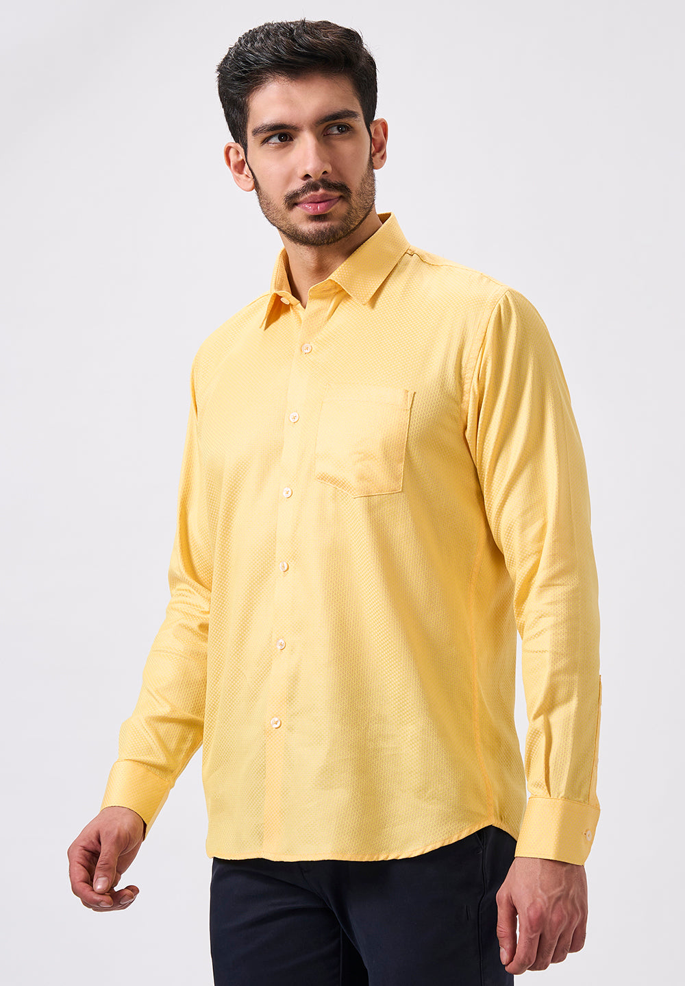 Men Yellow Slim Fit Formal Shirt