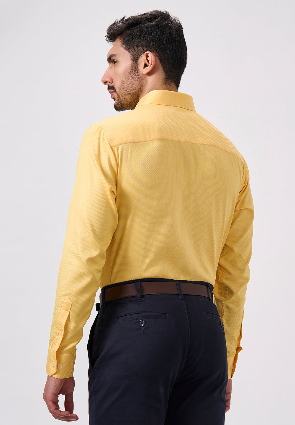 Men Yellow Slim Fit Formal Shirt
