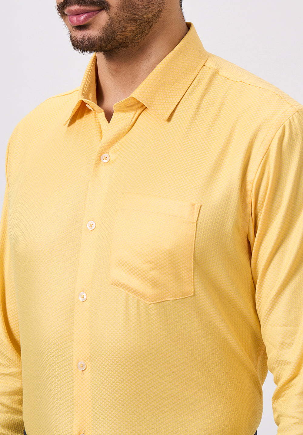 Men Yellow Slim Fit Formal Shirt