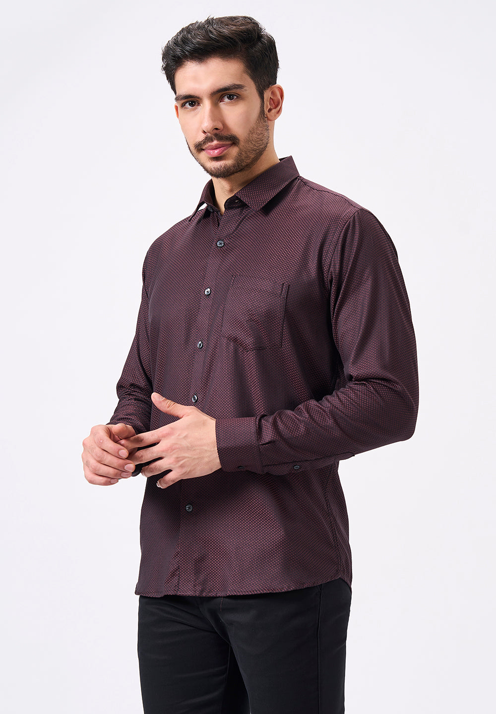 Men Maroon Slim Fit Formal Shirt