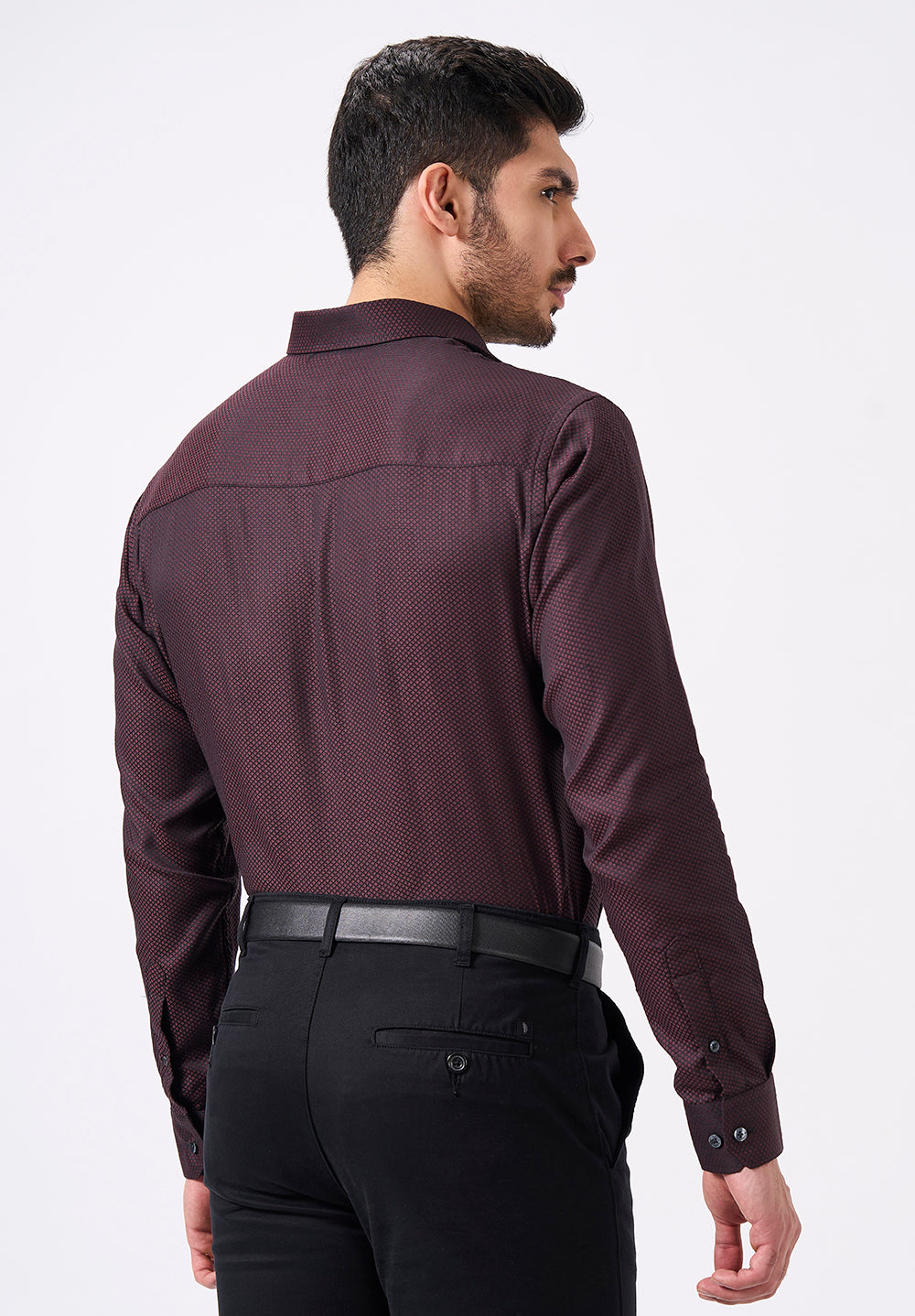 Men Maroon Slim Fit Formal Shirt