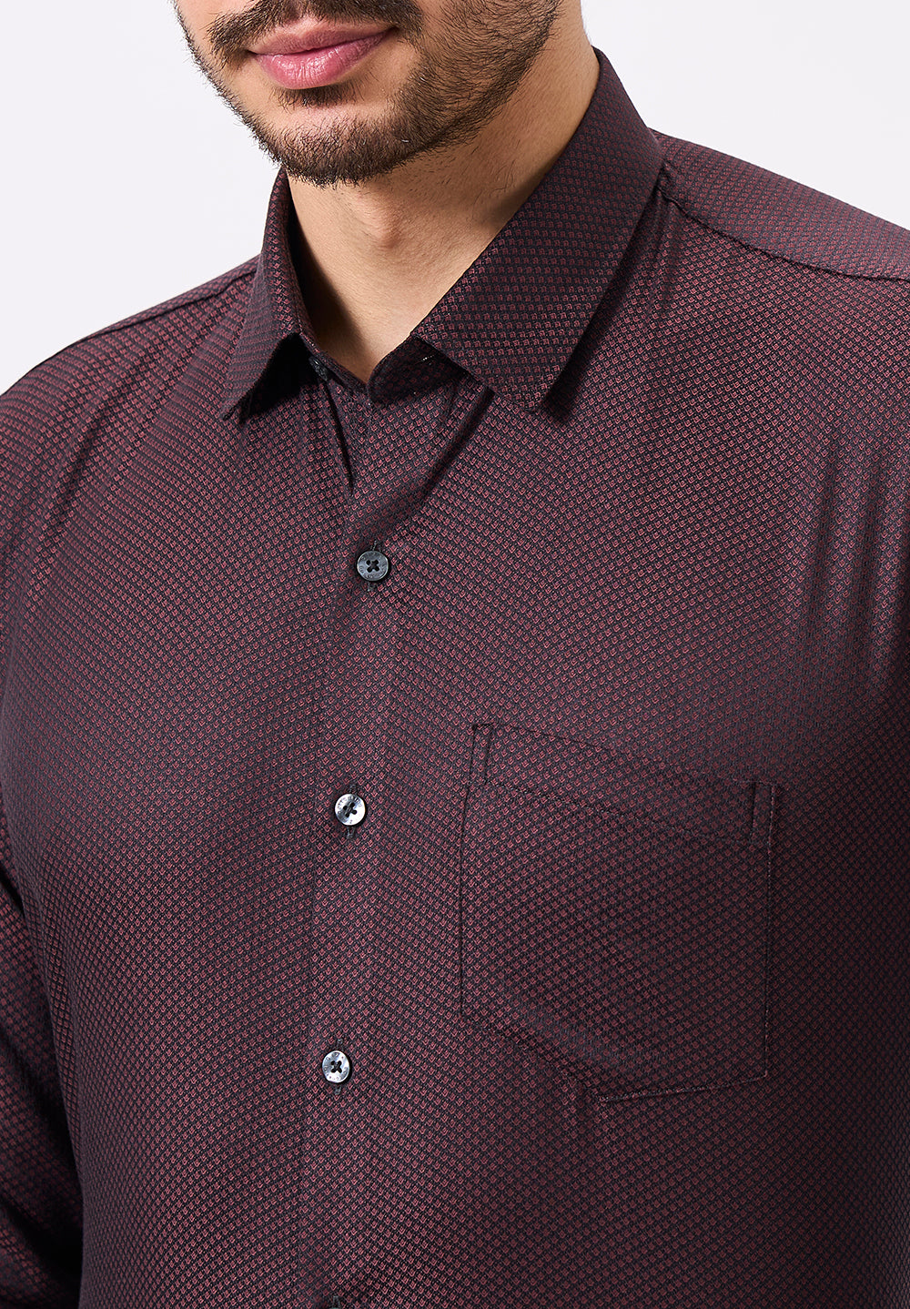 Men Maroon Slim Fit Formal Shirt