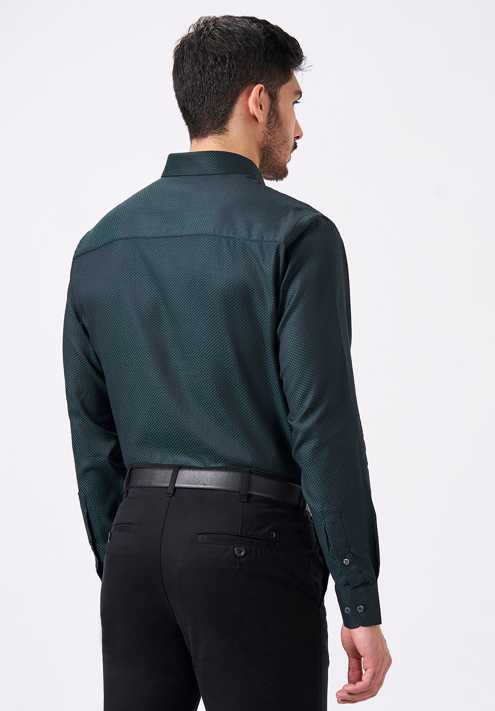 Men Green Slim Fit Formal Shirt
