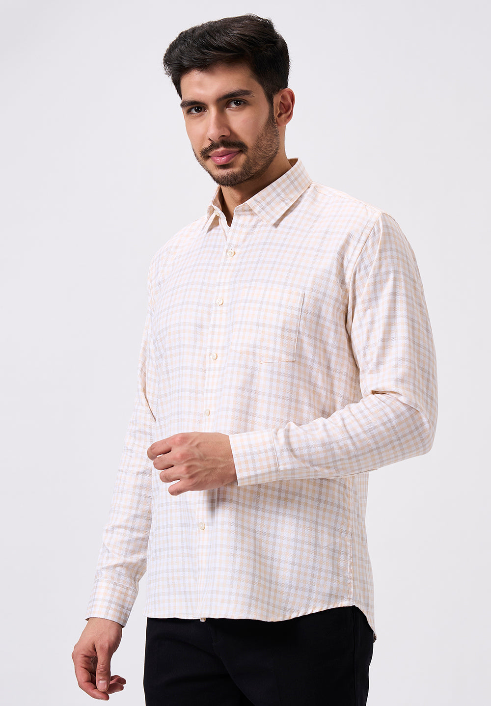 Men Orange Slim Fit Formal Shirt