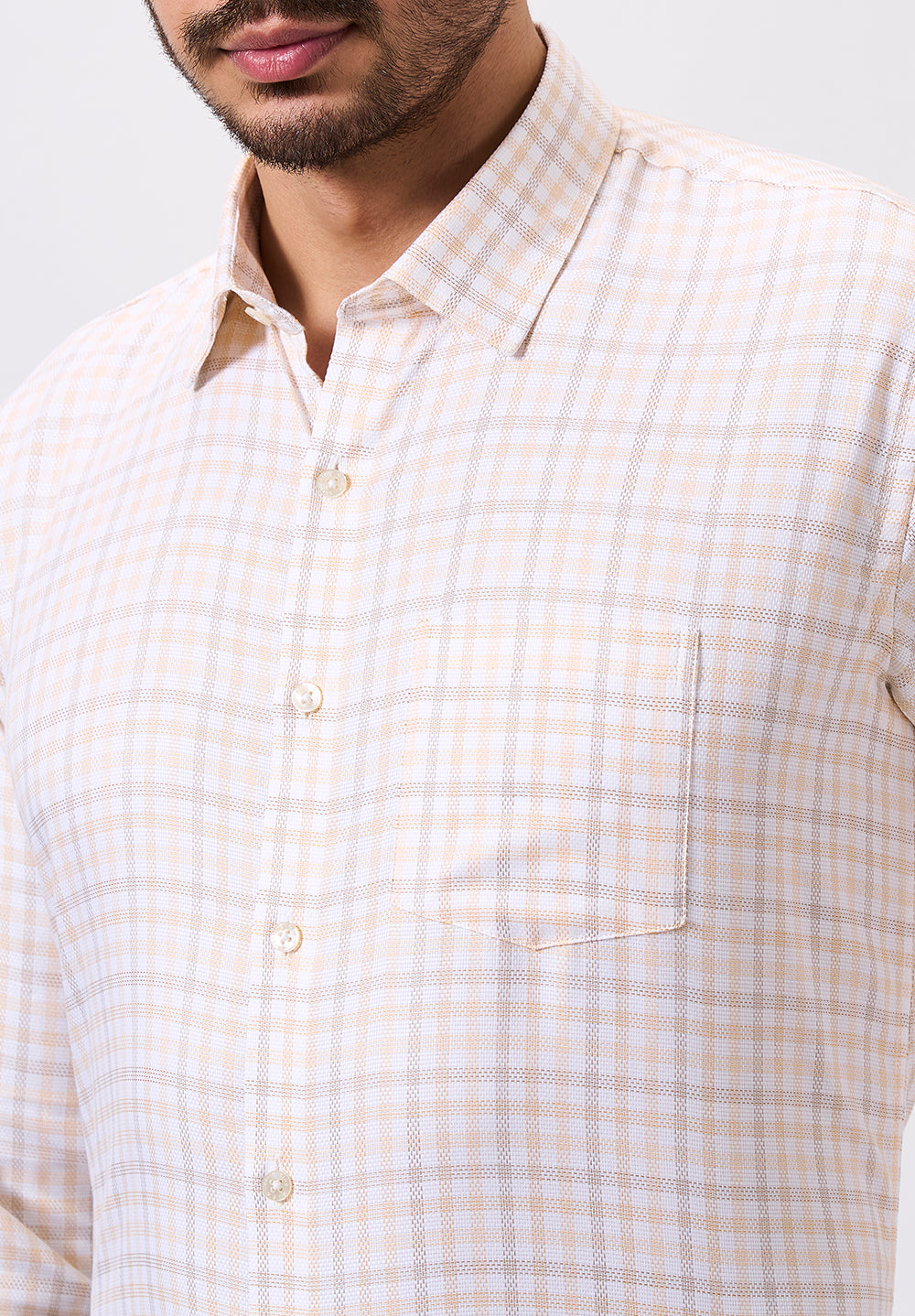 Men Orange Slim Fit Formal Shirt