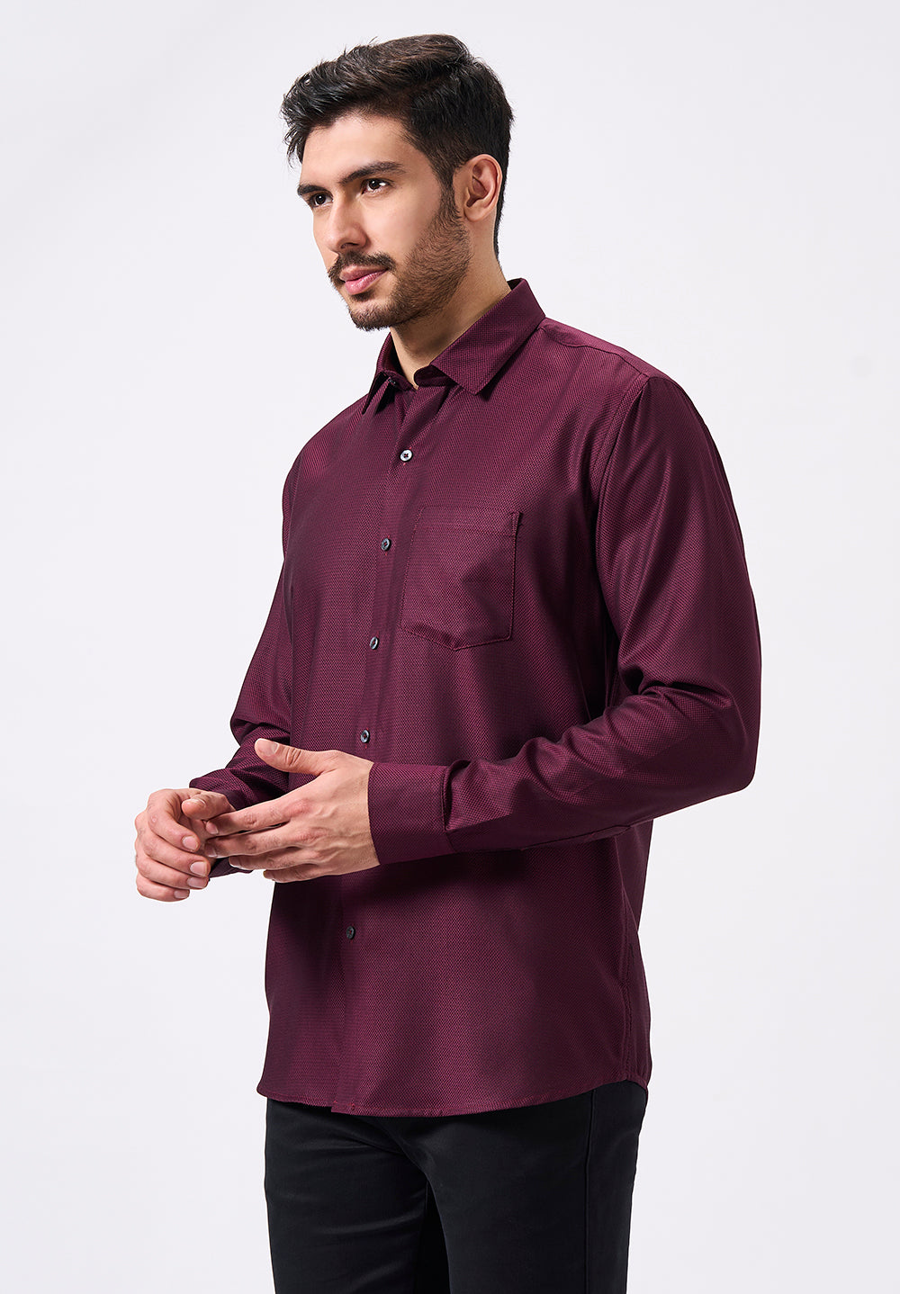 Men Maroon Slim Fit Formal Shirt