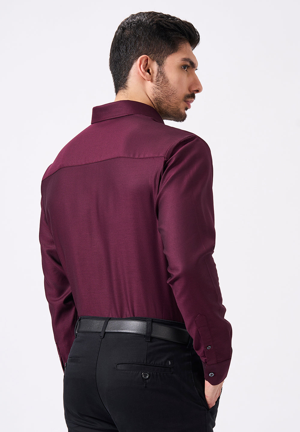 Men Maroon Slim Fit Formal Shirt