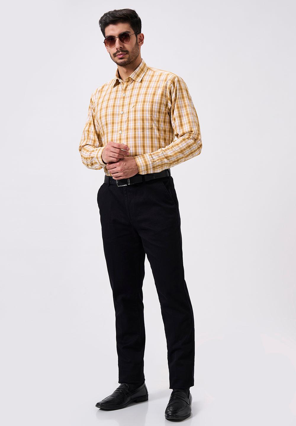 Men Beige Slim Fit Formal Shirt