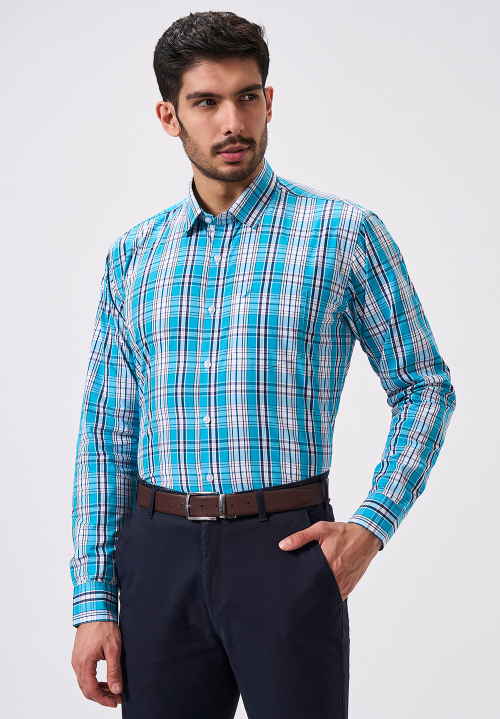 Men Blue Slim Fit Formal Shirt