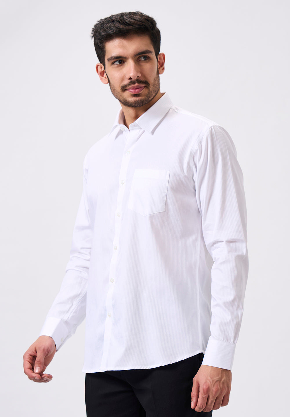 Men White Slim Fit Formal Shirt