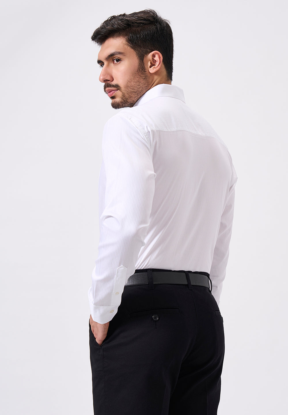 Men White Slim Fit Formal Shirt