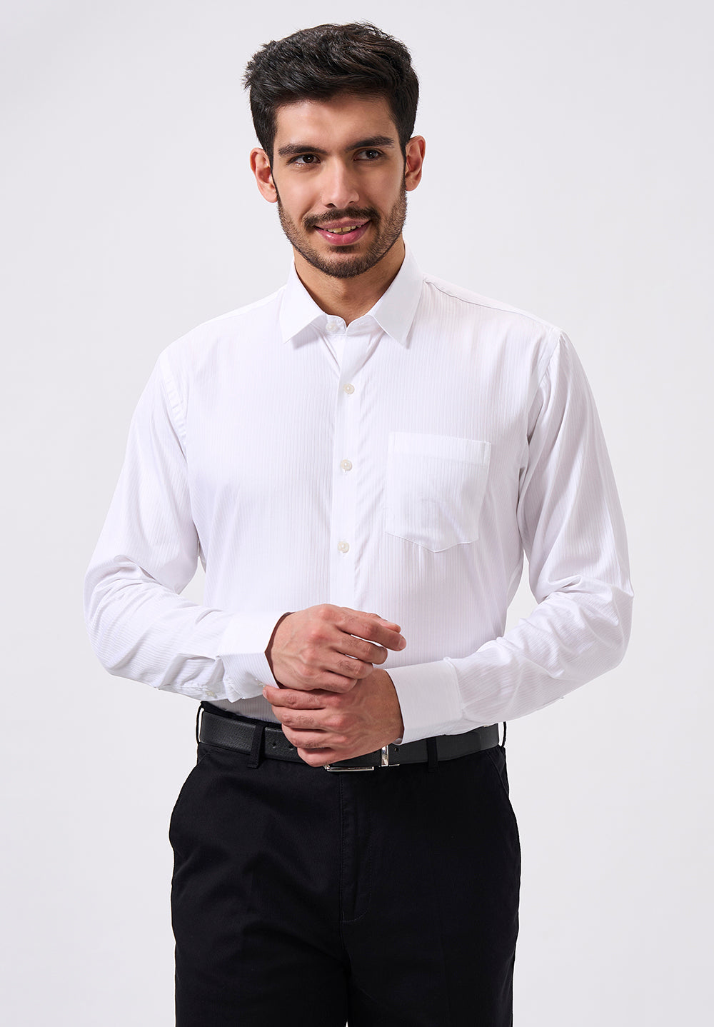 Men White Slim Fit Formal Shirt