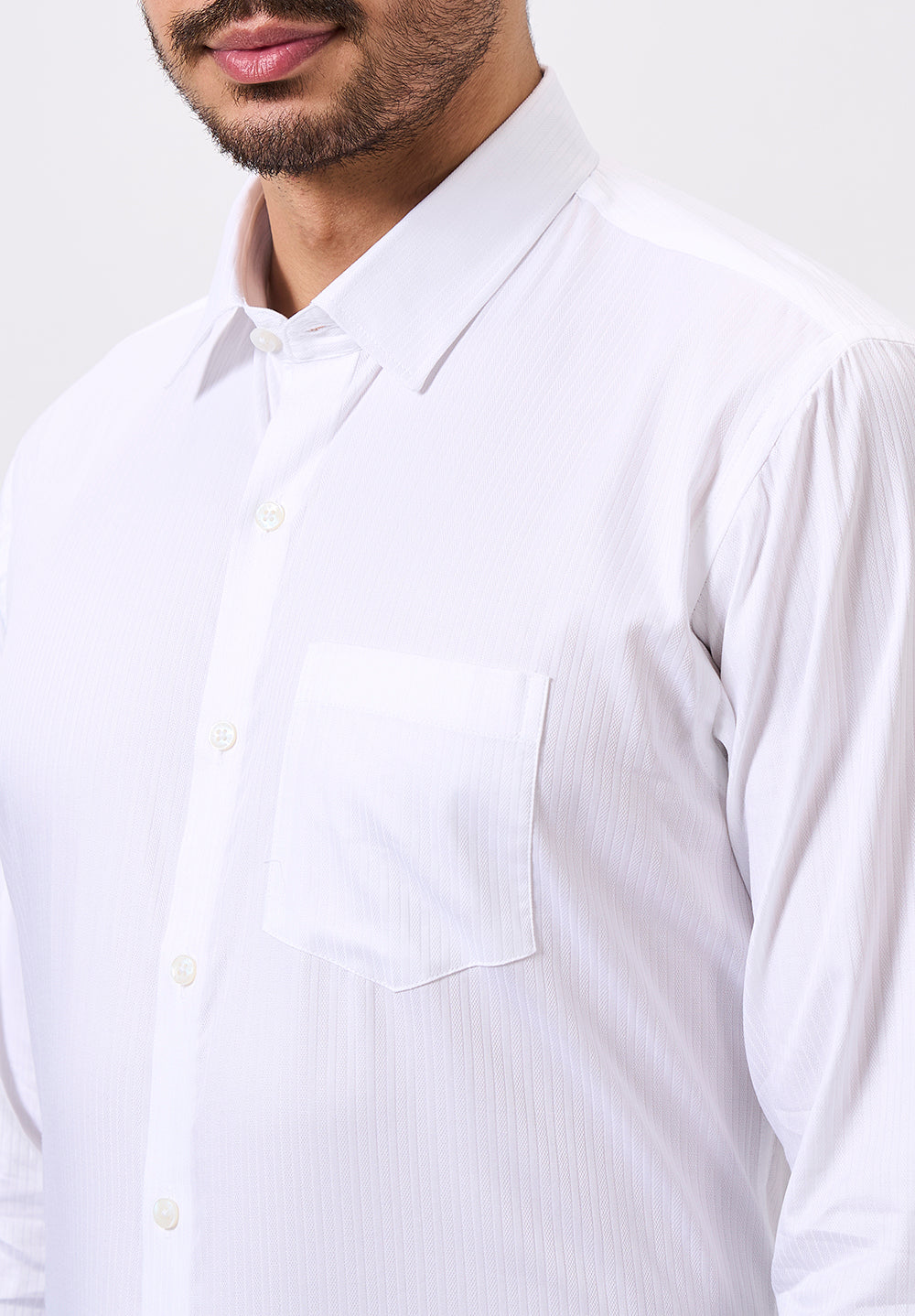 Men White Slim Fit Formal Shirt