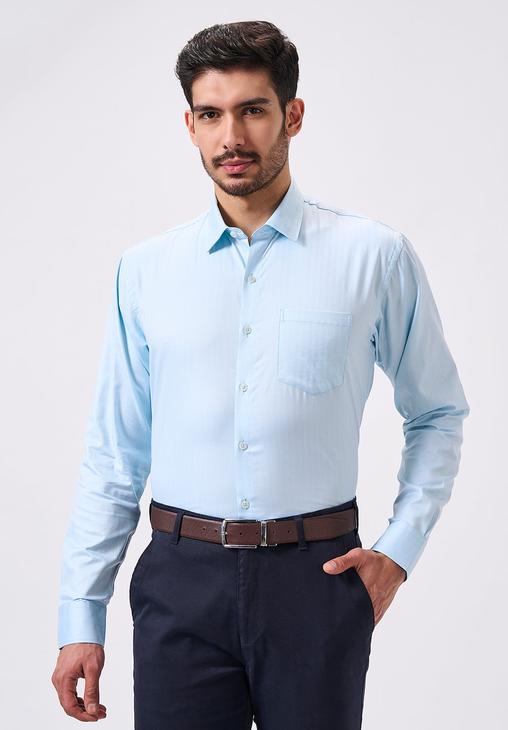 Men Blue Slim Fit Formal Shirt