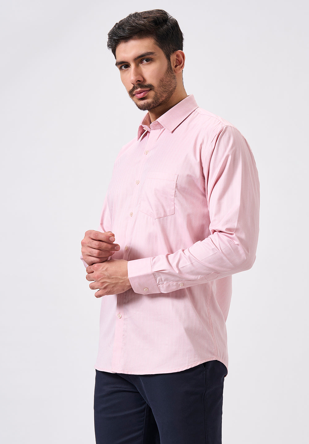 Men Pink Slim Fit Formal Shirt