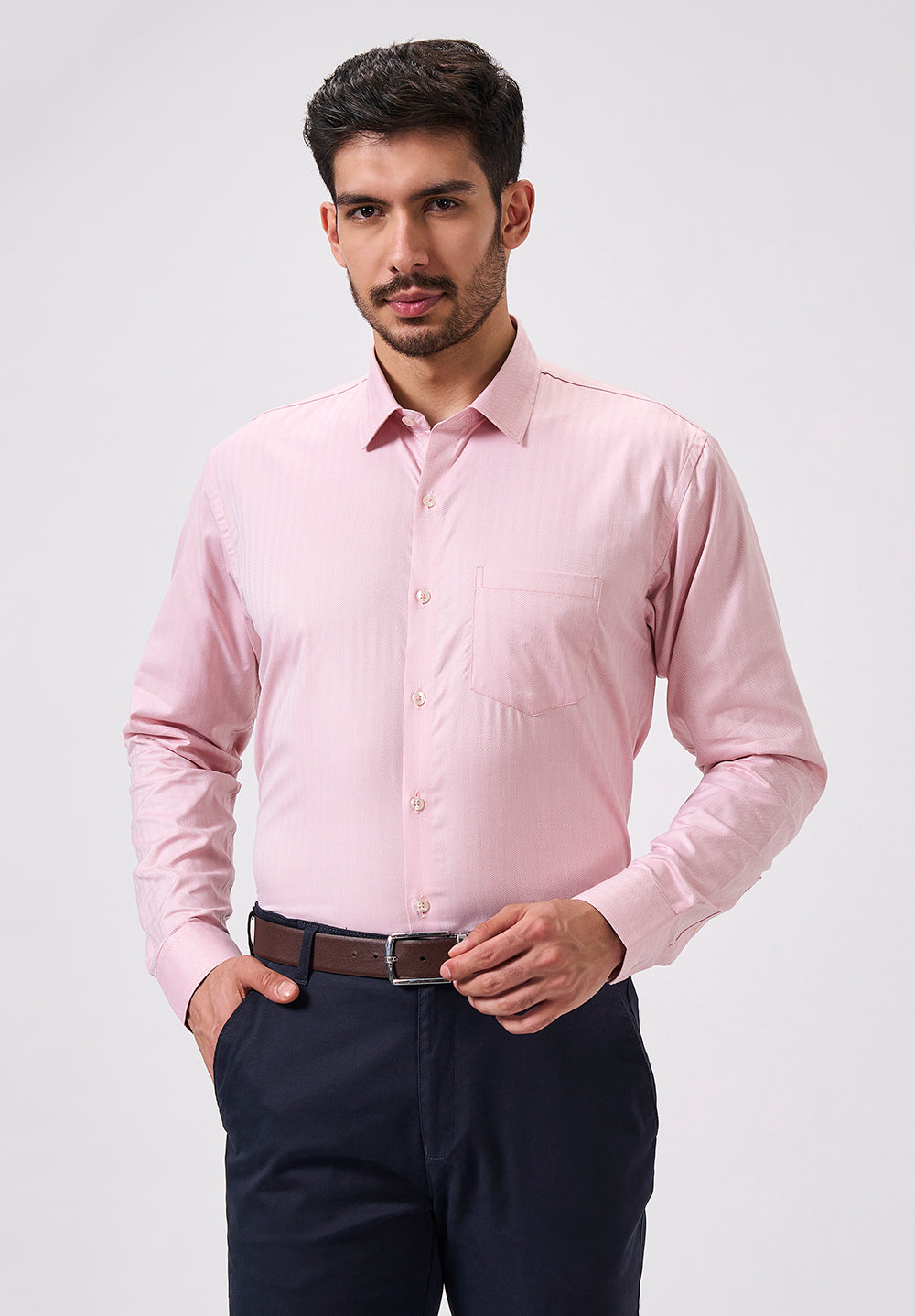 Men Pink Slim Fit Formal Shirt