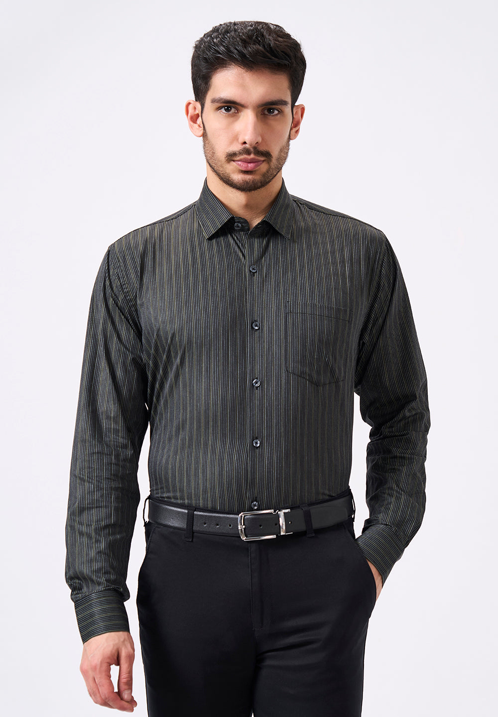 Men Black Slim Fit Formal Shirt