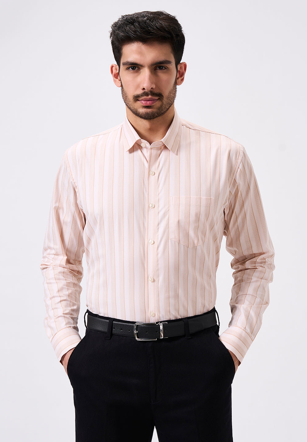 Men Peach Slim Fit Formal Shirt