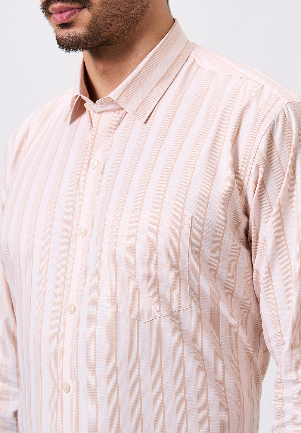 Men Peach Slim Fit Formal Shirt