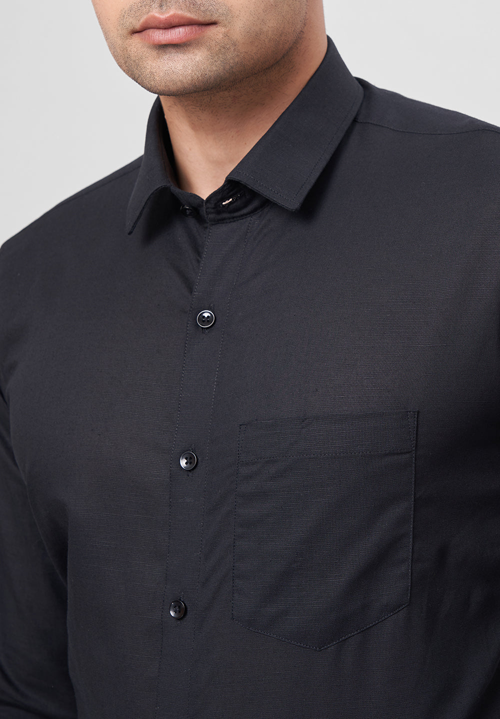 Men Black Slim Fit Formal Shirt – Cottonking